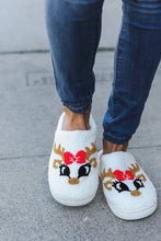 Load image into Gallery viewer, Christmas Reindeer Print Fleece Slippers
