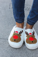 Load image into Gallery viewer, Holiday Red Nose Reindeer Print Fleece Slippers
