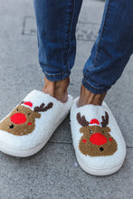 Load image into Gallery viewer, Holiday Red Nose Reindeer Print Fleece Slippers
