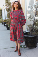 Load image into Gallery viewer, All I Want Hunter Red Plaid Check Woven Pocketed Dress
