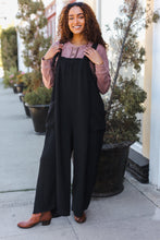 Load image into Gallery viewer, Feeing Joyful Black Wide Leg Adjustable Baggy Bib Jumpsuit
