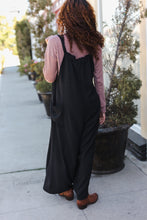 Load image into Gallery viewer, Feeing Joyful Black Wide Leg Adjustable Baggy Bib Jumpsuit
