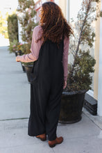 Load image into Gallery viewer, Feeing Joyful Black Wide Leg Adjustable Baggy Bib Jumpsuit
