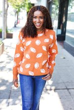 Load image into Gallery viewer, Game Day Orange Football Print Jacquard Knit Sweater
