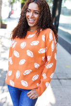 Load image into Gallery viewer, Game Day Orange Football Print Jacquard Knit Sweater
