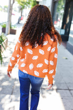 Load image into Gallery viewer, Game Day Orange Football Print Jacquard Knit Sweater
