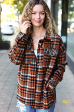 Load image into Gallery viewer, Put Together Rust Plaid &amp; Animal Print Button Down Jacket
