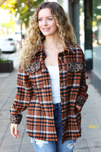 Load image into Gallery viewer, Put Together Rust Plaid &amp; Animal Print Button Down Jacket
