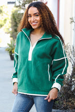 Load image into Gallery viewer, Catch Glances Green Cinched Waist Half Zip Up Fleece Jacket
