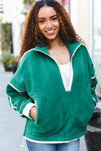 Load image into Gallery viewer, Catch Glances Green Cinched Waist Half Zip Up Fleece Jacket
