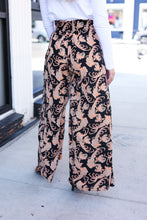 Load image into Gallery viewer, Fall Vibes Black Paisley Print Smocked Waist Palazzo Pants
