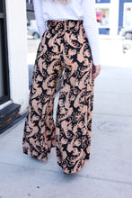 Load image into Gallery viewer, Fall Vibes Black Paisley Print Smocked Waist Palazzo Pants
