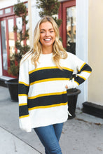 Load image into Gallery viewer, Casual Chic Yellow &amp; Ivory Stripe Oversize Knit Sweater
