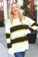 Load image into Gallery viewer, Casual Chic Yellow &amp; Ivory Stripe Oversize Knit Sweater
