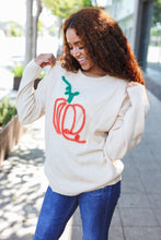 Load image into Gallery viewer, Pumpkin Spice Metallic Yarn Embroidered Oversized Sweater
