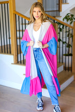 Load image into Gallery viewer, Feel Your Best Taupe &amp; Fuchsia Color Block Ruffle Hem Kimono
