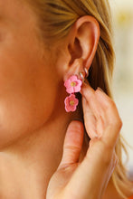 Load image into Gallery viewer, Pastel Pink Tiered Flower Dangle Earrings
