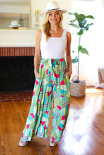 Load image into Gallery viewer, Feeling Couture Ivory &amp; Mint Corded Geo Print Wide Leg Jumpsuit
