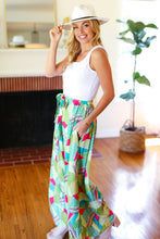 Load image into Gallery viewer, Feeling Couture Ivory &amp; Mint Corded Geo Print Wide Leg Jumpsuit
