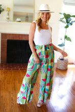 Load image into Gallery viewer, Feeling Couture Ivory &amp; Mint Corded Geo Print Wide Leg Jumpsuit
