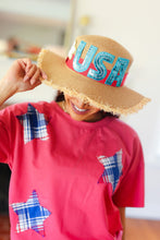 Load image into Gallery viewer, USA Sequin Frayed Edge Straw Hat
