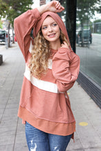 Load image into Gallery viewer, Feeling Playful Rust Stripe Color Block French Terry Hoodie
