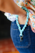 Load image into Gallery viewer, Blue Hand Woven Braid Wristlet Keychain
