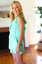 Load image into Gallery viewer, Lime Chiffon Back Tie V Neck Pocketed Romper
