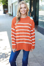 Load image into Gallery viewer, Stand Out Rust Striped Oversized Knit Sweater
