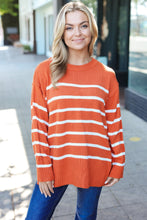 Load image into Gallery viewer, Stand Out Rust Striped Oversized Knit Sweater
