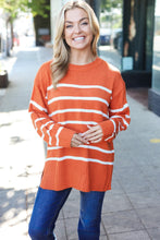 Load image into Gallery viewer, Stand Out Rust Striped Oversized Knit Sweater
