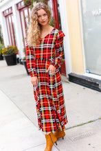 Load image into Gallery viewer, Adorable In Red Plaid Ruffle Detail Fit &amp; Flare Midi Dress
