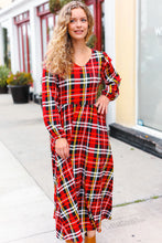 Load image into Gallery viewer, Adorable In Red Plaid Ruffle Detail Fit &amp; Flare Midi Dress
