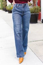 Load image into Gallery viewer, Judy Blue High Rise Double Button Crisscross Detail Wide Leg Jeans
