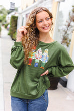 Load image into Gallery viewer, Be Merry Forest Green Nutcracker Sequin Hacci Top
