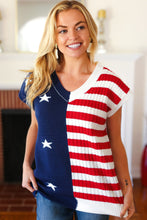 Load image into Gallery viewer, Stars &amp; Stripes Americana V Neck Dolman Sweater Top
