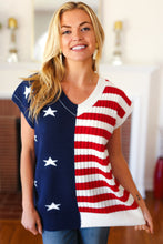 Load image into Gallery viewer, Stars &amp; Stripes Americana V Neck Dolman Sweater Top
