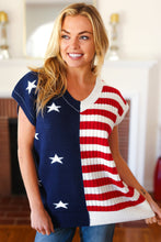 Load image into Gallery viewer, Stars &amp; Stripes Americana V Neck Dolman Sweater Top
