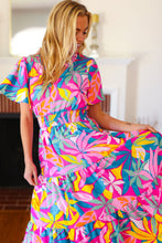 Load image into Gallery viewer, Tropical Trance Fuchsia Floral Smocked Waist Maxi Dress
