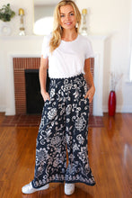 Load image into Gallery viewer, You Got This Navy Paisley Floral Smocked Waist Palazzo Pants
