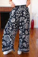 Load image into Gallery viewer, You Got This Navy Paisley Floral Smocked Waist Palazzo Pants
