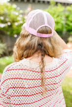 Load image into Gallery viewer, Baby Pink Glitter Smiley Face Mesh Trucker Hat
