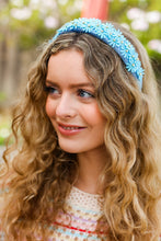 Load image into Gallery viewer, Blue Satin Daisy Rhinestone Headband
