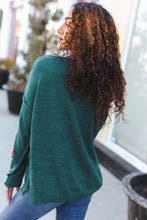 Load image into Gallery viewer, Lock Eyes Hunter Green Notched Neck With Patch Oversized Sweater
