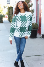 Load image into Gallery viewer, Under The Christmas Tree Green Plaid Soft Brushed Hairy Sweater
