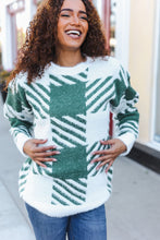 Load image into Gallery viewer, Under The Christmas Tree Green Plaid Soft Brushed Hairy Sweater
