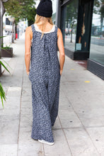 Load image into Gallery viewer, Feeling Femme&#39; Charcoal Floral Print Baggy Overall Jumpsuit
