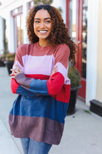 Load image into Gallery viewer, Lock Eyes Lilac Multi-Stripe Ribbed Knit Sweater Pullover
