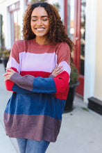 Load image into Gallery viewer, Lock Eyes Lilac Multi-Stripe Ribbed Knit Sweater Pullover
