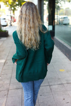 Load image into Gallery viewer, Casual Chic Hunter Green Oversized V Neck Rib Knit Sweater
